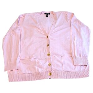 Lauren By Ralph Lauren Womens Size 3x Light Pink Button-Up Cardigan With Pockets